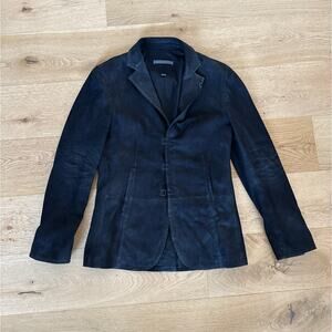 John Varvatos - Slim Fit Suede Jacket with Hook & Bar Closure in Black